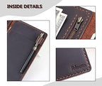 Server Book Organizer with Zipper Pocket, Genuine Leather Restaurant Guest Check Presenters Card Holder for Waitress, Waiter Accessories Fit Server Apron - Coffee - Image 5