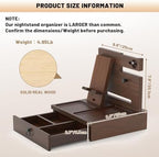 Wood Phone Docking Station, Nightstand Organizer with Drawer - Image 2