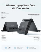Laptop Docking Station Dual Monitor 4K@60Hz, 6*USB-C/A, PD3.0, Windows Only - Image 2
