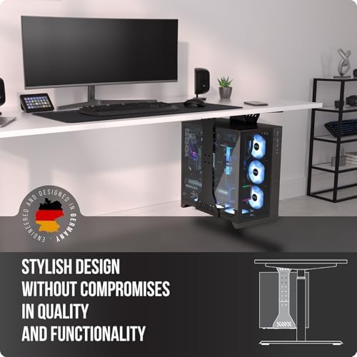 Heavy Duty Under Desk PC Holder – Up to 77 lbs Load Capacity - Adjustable Computer Tower Holder – CPU Holder Under Desk Mount - PC Holder Under Desk – Under Desk Computer Mount (Black) - Image 2