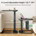 Kitstorack Upgraded TV Tray Table with Panel Lock, 90° Flip-Over Design & Adjustable Height, Sofa Arm Side Table for Eating, Laptop, Couch, Bed, or Small Spaces, Dark Gray - Image 2