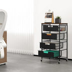EasyPAG Rolling Storage Cart with 4 Drawers, Under Desk File Cabinet on Lockable Wheels, Moviable Hanging File Folder Organizer with Wooden Printer Stand for Home Office - Image 7