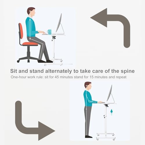 KOUPA 24 Inch Adjustable Height Flip Writable Standing Desk with Wheels - Image 5