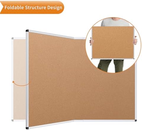 VIZ-PRO Cork Bulletin Board/Foldable Noticeboard, 36 X 24 Inches, Silver Aluminium Frame - Image 4