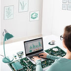 ARTSO XXL Large Gaming Mouse Pad with Wrist Rest, Ergonomic Mouse Pad, Keyboard Wrist Rest, Home Office Desk Accessories, Green Flower Plants - Image 2