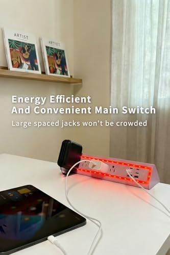 Desk Clamp Power Strip with Nightlight, 40W Fast Charging, 10FT Extension Cord, 4x20W USB-C & 2 USB Ports, 5 AC Outlets, Fits 1.69-Inch Table Edges - Image 5