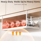 prueBox Under Shelf Storage Basket Organizer Adjustable Hanging Holder with Knob Lock, Heavy Duty Metal Panel for Pantry, Kitchen, Office, Closet, 11.8"-19.3" Wide, White, 1 Pack - Image 5
