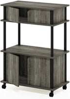 Furinno Turn-N-Tube Toolless Multipurpose Printer Stand Display Storage Shelf Cabinet with Wheels, French Oak Grey/Black - Image 3
