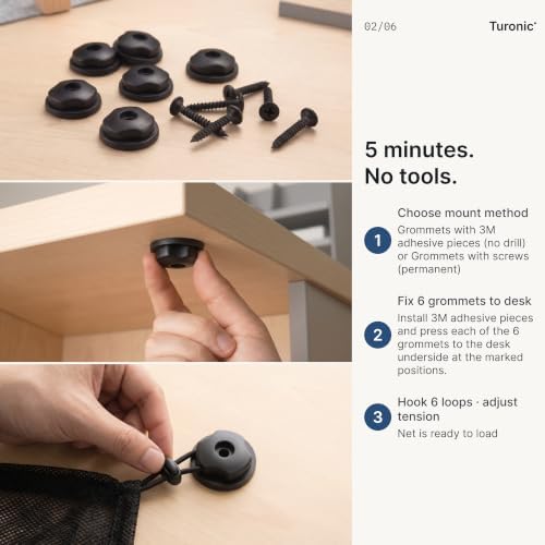 Turonic DM1 Under Desk Cable Management Tray Net Kit 50x25cm 11 lbs - Image 3