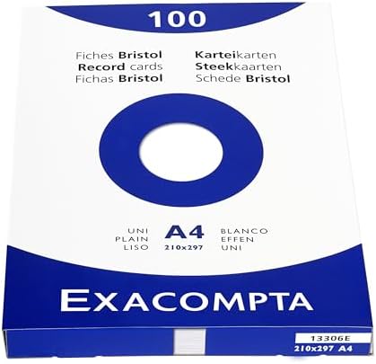 Exacompta 10 Cases 100 Index Cards Plain White 210 x 297 mm - Image 2
