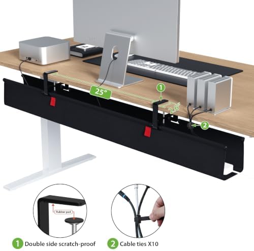 KEEGH Extra Large No Drill Under Desk Cable Management Tray 48 in, Black - Image 4