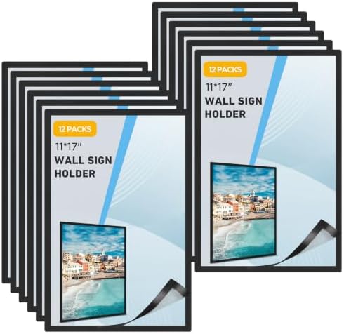 12 Pack Magnetic Sign Holder 11 x 17 inches with Magnetic Border by FACULX