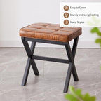 Foot Stool Small Ottoman Foot Rest Padded Foot Stool Desk for Under Office Desk Vanity Stool Bamboo Footstool Sofa Footrest Shoe Stool Small Foot Stools (Black Legs + Patterned Brown) - Image 7