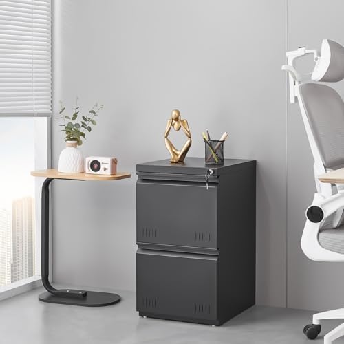 Approgreent 2 Drawer File Cabinets for Home Office, Vertical File Cabinet with Lock, Office Cabinet for A4/Letter/Legal Size, Under Desk Filing Cabinet, Assembly Required(Black) - Image 2