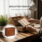 Wooden Desk Organizer with 4 Drawers and Open Shelf, Retro Brown Desktop Organizer 13.4 x 11 x 7.1 in, Compact Wood Storage Cabinet for Home, Office - Image 3