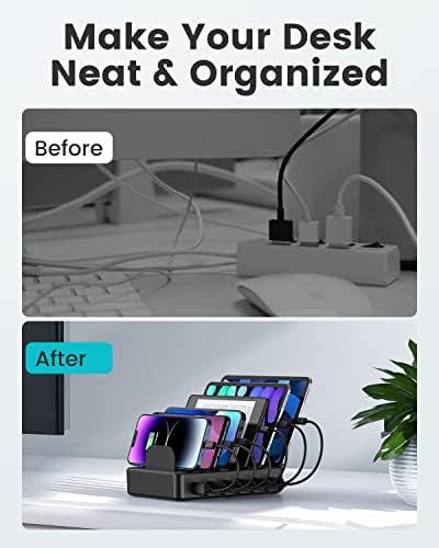 50W 6 Ports Multi Charger Station, USB Charging Dock for Multiple Devices - Image 2