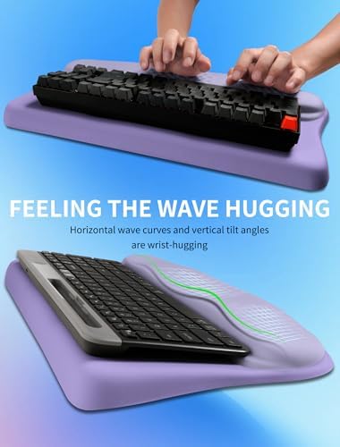 Ergonomic Wave Wrist Rest with Keyboard Stand, Cushioned Palm Rest, Comfortable Integrated Memory Foam for Natural Typing and Relieve Wrist Pain, Purple Romance - Image 4