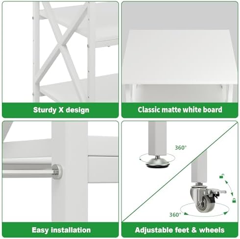3 Tier Printer Stand, Large 23.6"x23.6" Printer Table with Wheels - Image 7