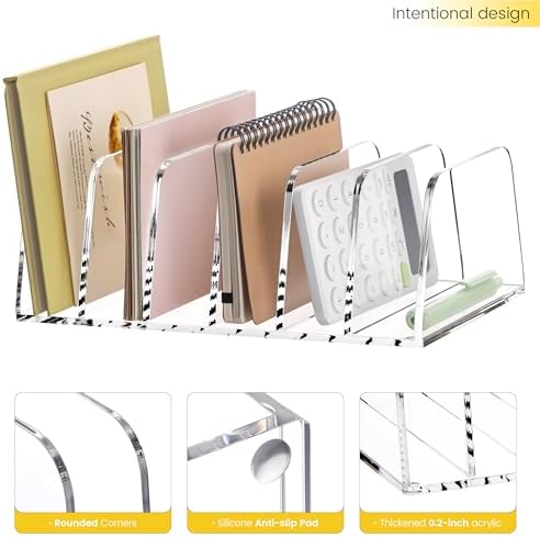 YUXUN Desk File Organizer,6-Section Acrylic Desk Organizer,Vertical File Sorter Holder Organization for Office School & Classroom (Clear - 1Pack) - Image 7