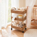 FOCHIER F Utility Storage Cart,3-Tier Rolling Kitchen Office Laundry Room Cart with Wheels,Mobile Shelving Unit Organizer for Living Room,Bathroom, Baby Diaper Cart,Art,Dining Room by FOCHIERF