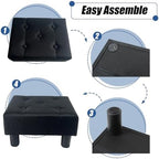 BRIAN & DANY Small Foot Stool, Linen Foot Stools with Legs, Stable Small Footstool for Living Room, Black - Image 5