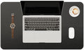 YSAGi Genuine Leather Desk Mat, 23.6"x13.8" Office Desk Pad, Thick Desk Pad Mat with Stitched Line, Non-Slip Desk Mat with Rubber Base (Black, 23.6"x13.8") by YSAGi
