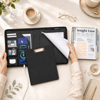 Clipboard with Storage for Men Women, Leather Padfolio Portfolio with Zipper, 1 Inch 3 Ring Binder 5 Dividers, Notepad for Letter Size, Elastic Closure and Pen Loop, Card Slot Black - Image 2