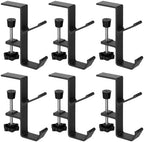 Double-Hook Design, Clamp-On Under Desk Holders, 6 Pcs Desk Mount Bag Holders, Clip-On Backpack Headphone Hangers for Tables, Portable Desk Purse Hooks, Gray - Image 2