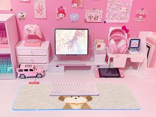 JMIYAV Pink RGB Gaming Mouse Pad 31.5x12 Inch PC XL Large Extended Glowing Led Light Up Desk Pad Non-Slip Rubber Base Computer Cute Mousepad Mat Desk Accessories Gaming Setup 51-2 - Image 6