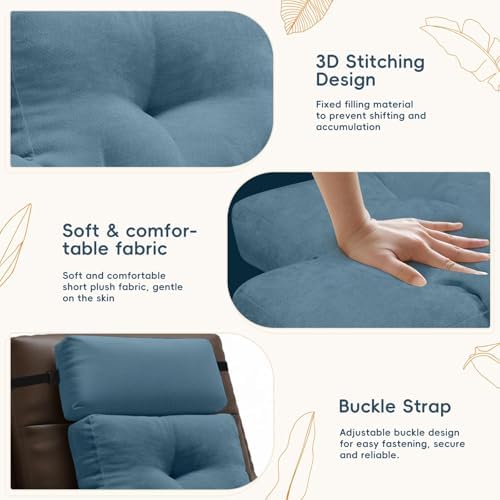 2 Piece Neck Pillow and Lumbar Support Back Cushion Set for Recliner, Blue - Image 3