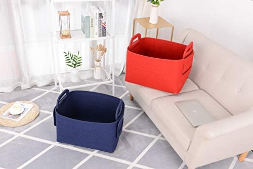 Storage Basket Felt Storage Bin Collapsible& Convenient Box Organizer with Carry Handles for Office Bedroom Closet Babies Nursery Toys Laundry (Navy Blue, 19.9inch（L）×13.6inch（W）×12.6inch（H）) - Image 5