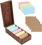 UNICRAFTALE 1 Set Rectangle Index Card Organizer Box Wooden Grid Storage with 200 Cards & 20 Dividers Note Card Holder for Study Office Business Home 12.28x5.71x3.74 Inch by UNICRAFTALE