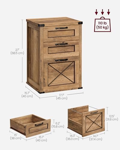 VASAGLE File Cabinet with 3 Drawers, Printer Stand, Fit A4 Letter Size - Image 3