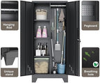 61" Metal Storage Cabinet with Lock for Garage, Utility Closet - Image 5