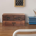 MyGift Wooden Desk Organizer with Drawers, Dark Brown Wood Desktop Storage Cabinet with 3 Drawers for Office Supplies, Sewing Kits and Accessories - Image 2