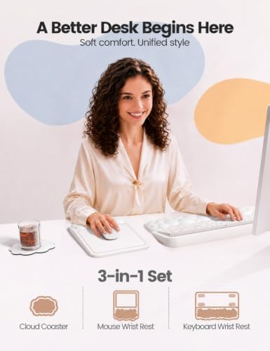 Vaydeer Keyboard Riser and Mouse Pad with Wrist Rest Set, Coaster Included - Image 2