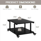 Natwind 2 Tier Laser Printer Stand,24''x20'' Under Desk Printer Cart, Black - Image 3