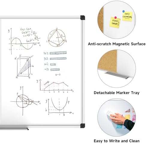 XBoard Magnetic whiteboard Corkboard Combo,36 x 24 Inches - Image 3