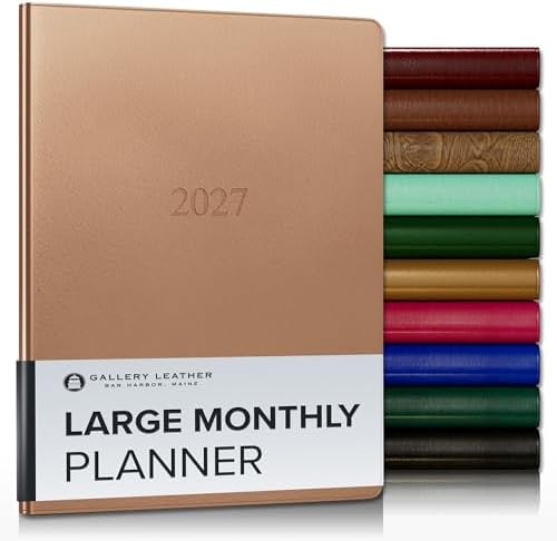 Gallery Leather Large Monthly Planner 2026-2027 Freeport Metallic Rose Gold by GalleryLeather