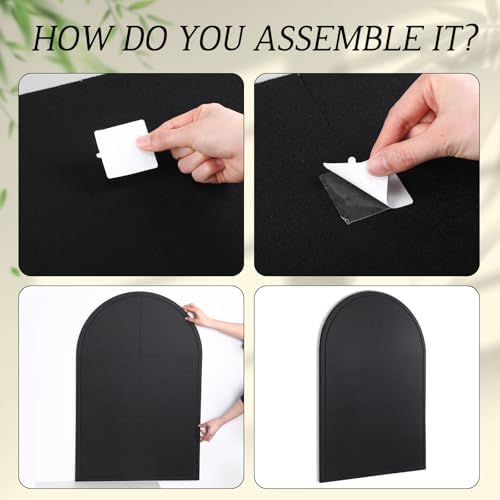 MotiMind Arched Felt Bulletin Board 35" x 24" Felt Wall Panels Large Arch Pin Cork Board No Drill Frameless Wall Tiles with 20 Gold Pins for Back to School Office Photo Display Home Decor(Black) - Image 3
