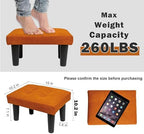 CAROLMADE Ottoman Foot Rest, Suede Small Ottoman Foot Stool with Legs Modern Footstool Ottomans for Living Room Entryway Office, Orange - Image 2