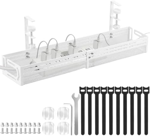 Under Desk Cable Management Tray, No Drill Mesh Cable Tray Cord Organizer by Unknown