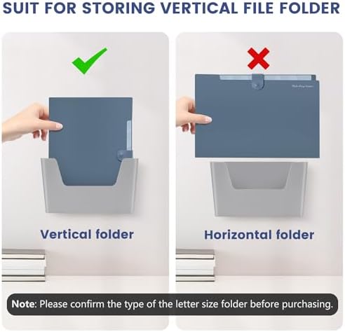 JOMOLA No Drilling File Holder 3 Pack Mail Organizer Wall Mount File Organizer Holder Office Wall Hanging Files Magazines Organizer Plastic Door Mount Wall Pocket with Adhesive Pad, Grey Color - Image 7