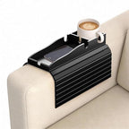 Korser Couch Armrest Table, Sofa Arm Tray with Removable Cup Holder, 2 in 1 Anti-Slip Armrest Tray Table for Couch, Bamboo Foldable Couch Cup Holder for Drinks Snacks Phone Remote Control by KORSER