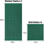 Homaxy Cotton Terry Kitchen Towels and Dishcloths Set of 8, Dark Green - Image 3