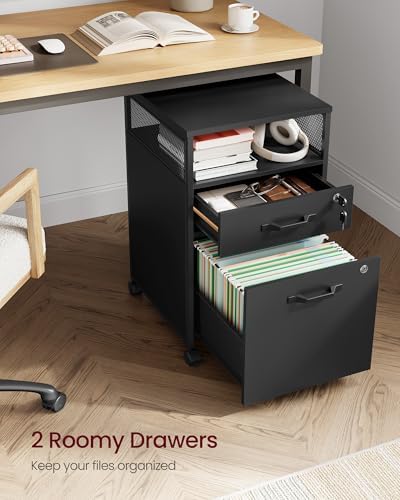 VASAGLE 2 Drawer File Cabinet with Lock, Rolling Printer Stand - Image 5