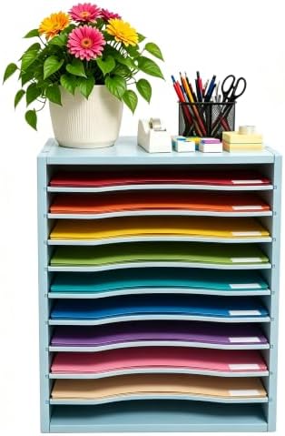 Mail Sorter Organizer, 11 Compartments Mailbox for Classroom, Desktop File Organizer with Adjustable Shelves, For Office Home Classroom, PVC, Blue by LEYSRIS