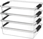 Vtopmart 4 Pack 6 Qt Plastic Storage Bins with Lids, Sensory Bins, Black by Vtopmart