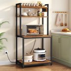 HOOBRO Printer Stand with Charging Station, 4-Tier Printer Table with Storage, Large Tall Printer Shelf, for Home Office, Kitchen, Living Room, Black and Rustic Brown BF13UPS01 - Image 4