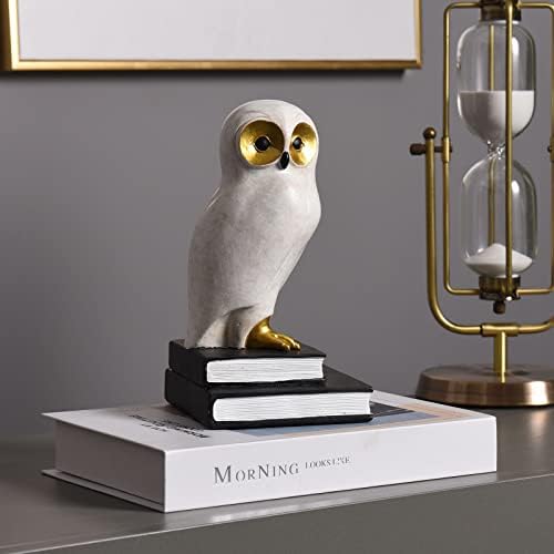 Book Ends for Shelves, Owl Decorative Bookends Bronze Bird Book Stopper Unique Kids Book Holders with Anti-Slip Base Luxurious Bookends for Kids Rooms Office Home Decor(White) - Image 5